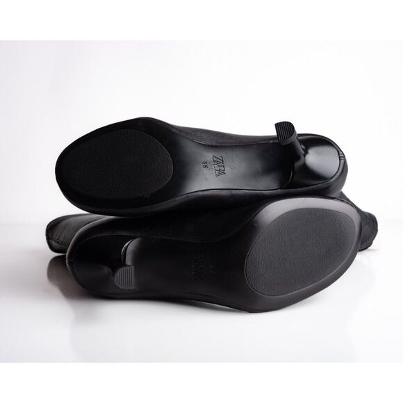 Zara Womens Soft Leather Boots Booties Black heeled US 6 EU 36 New 2101/410 - Picture 8 of 8